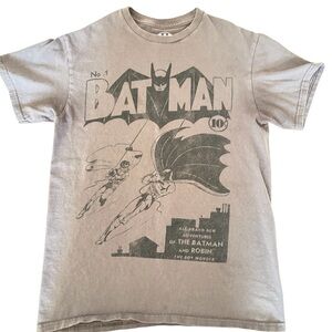 DC Batman Logo Tee | Dark Gray/Black | Men’s XS | Batman & Robin | Vintage Look